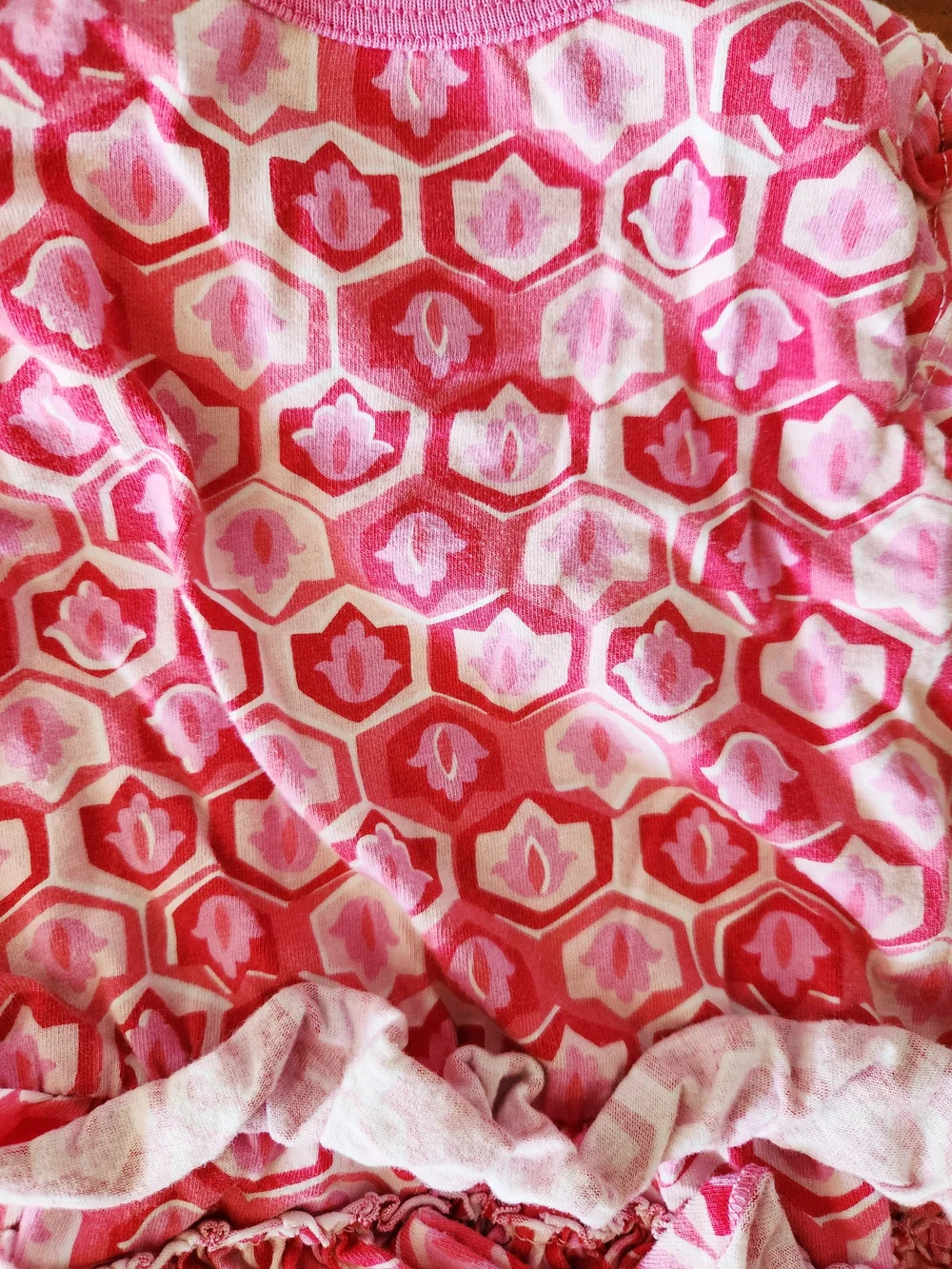 Tea Collection 6-12m Pink Ruffle Sleeveless Onesie with Geometric Print